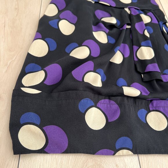 Marc by Marc Jacobs Black & Purple Polka Dot Silk Mini Dress Size 4 /Maximalism - Picture 4 of 16